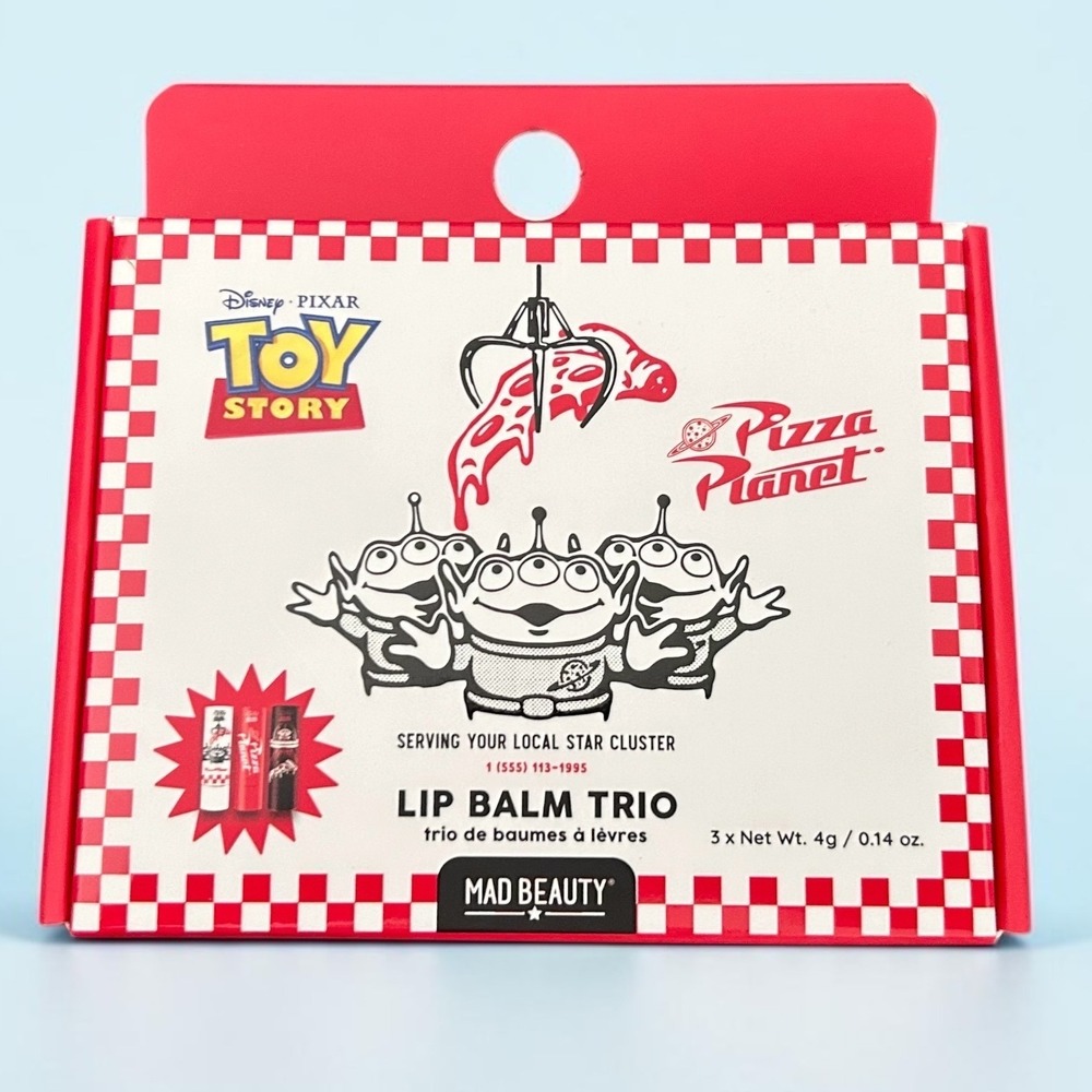Mad Beauty Disney Pixar Toy Story Pizza Planet Lip Balm Trio 3 Pack New